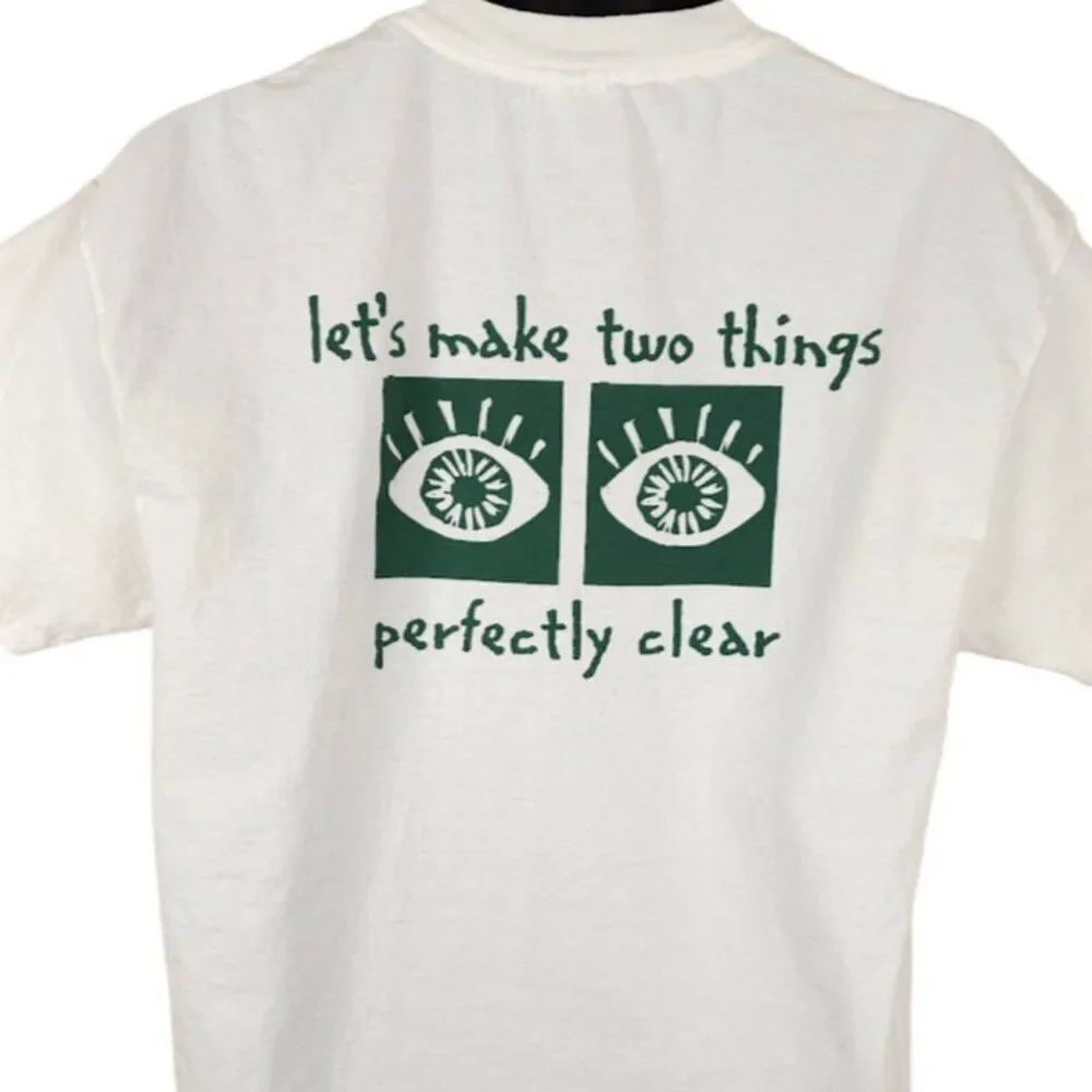 Vintage Eyes T Shirt Mens Size Large White 90s Lets Make Two Things Clear